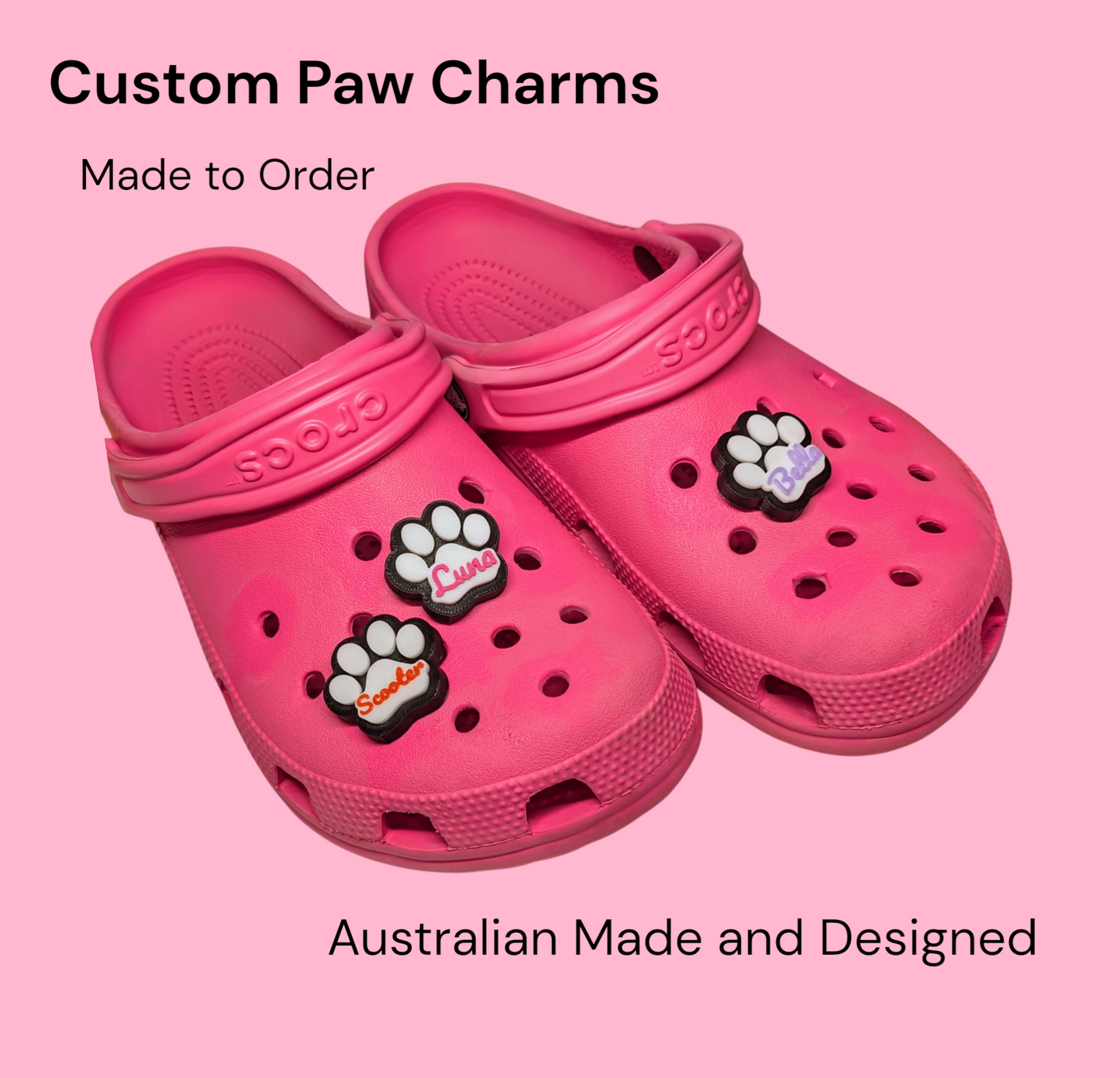 Custom 3D Printed Paw Charms – For Crocs, Clogs, and Bags