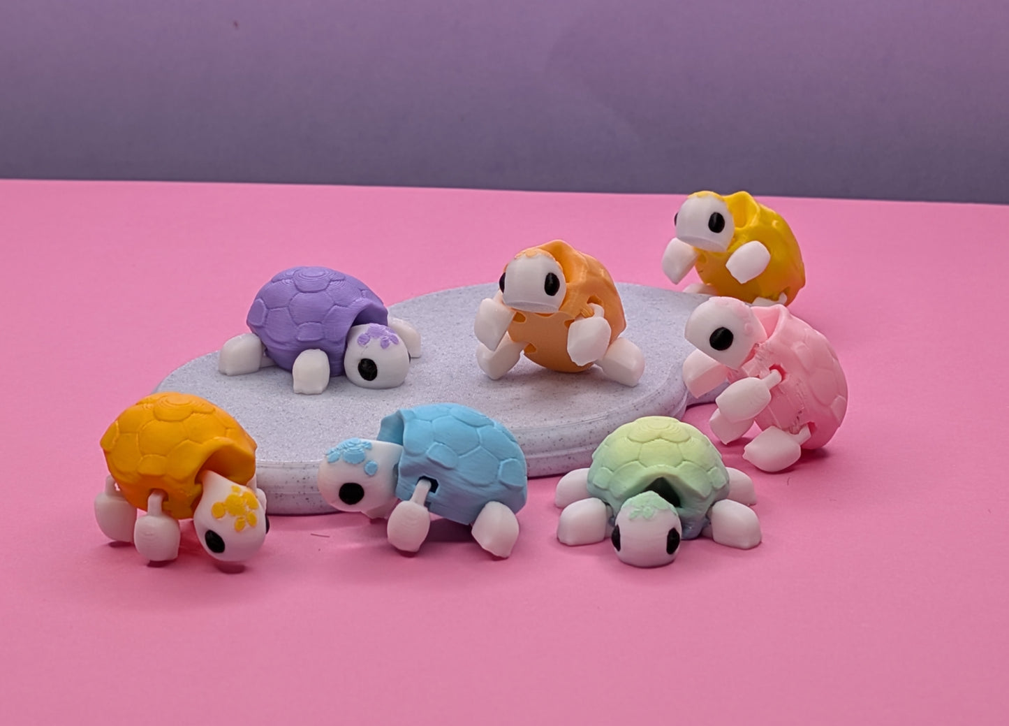 Tiny 3D printed Turtles. 7 colour choices