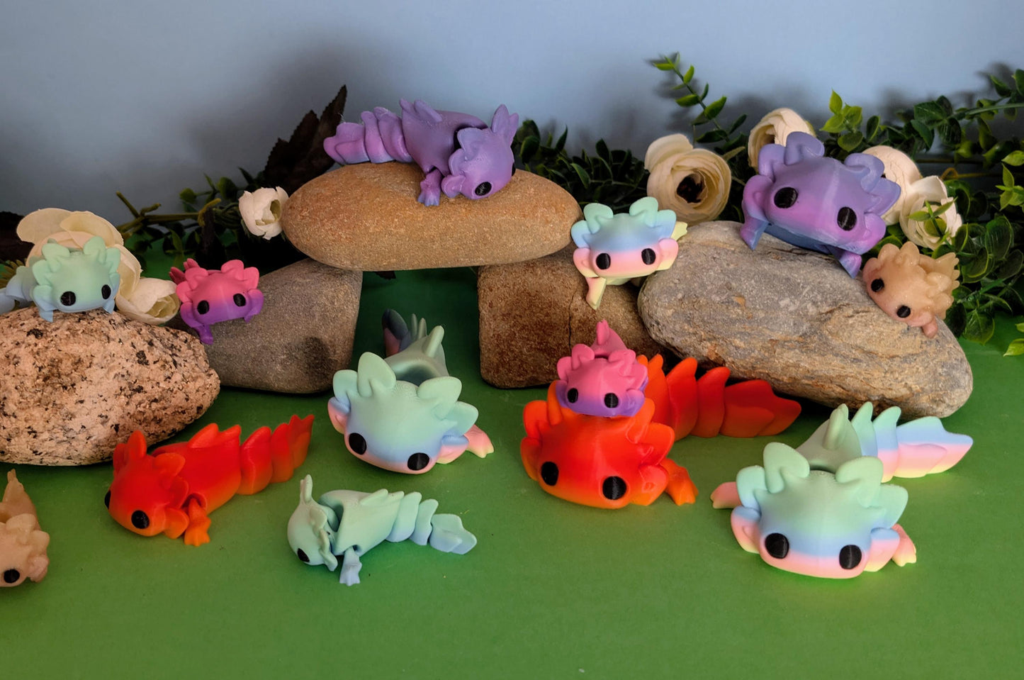 3D Printed Quirky Articulated Fidget Axolotl Toy - Available in 3 Sizes!*