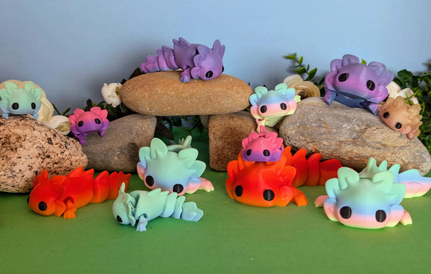3D Printed Quirky Articulated Fidget Axolotl Toy - Available in 3 Sizes!*