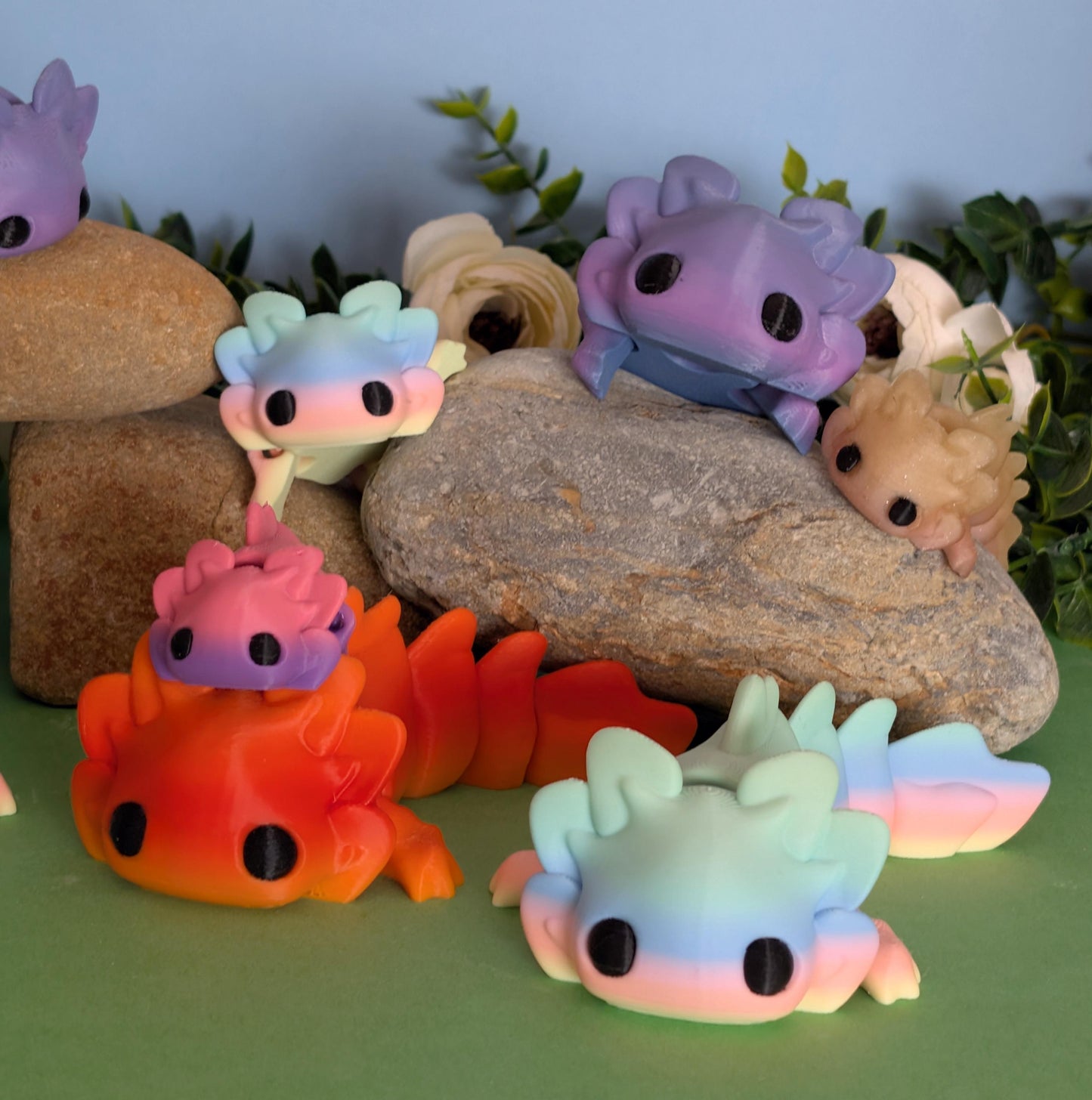 3D Printed Quirky Articulated Fidget Axolotl Toy - Available in 3 Sizes!*