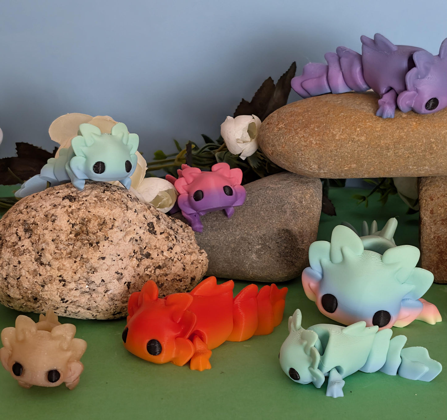 3D Printed Quirky Articulated Fidget Axolotl Toy - Available in 3 Sizes!*