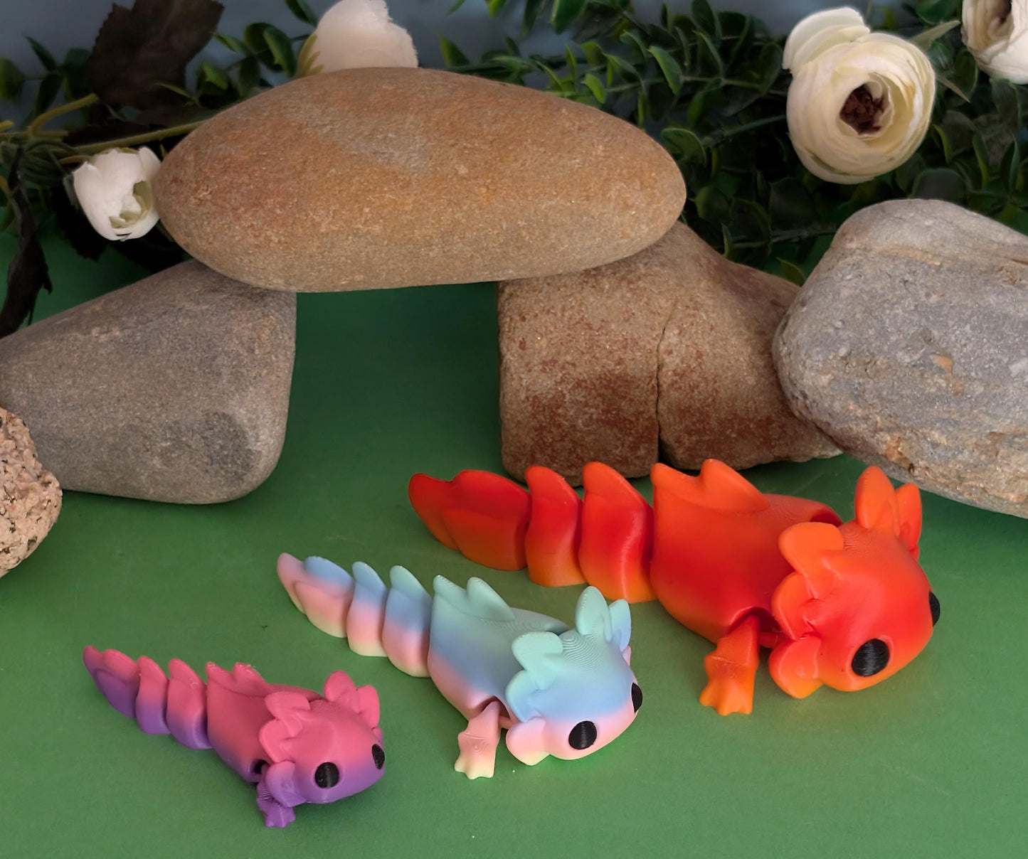 3D Printed Quirky Articulated Fidget Axolotl Toy - Available in 3 Sizes!*