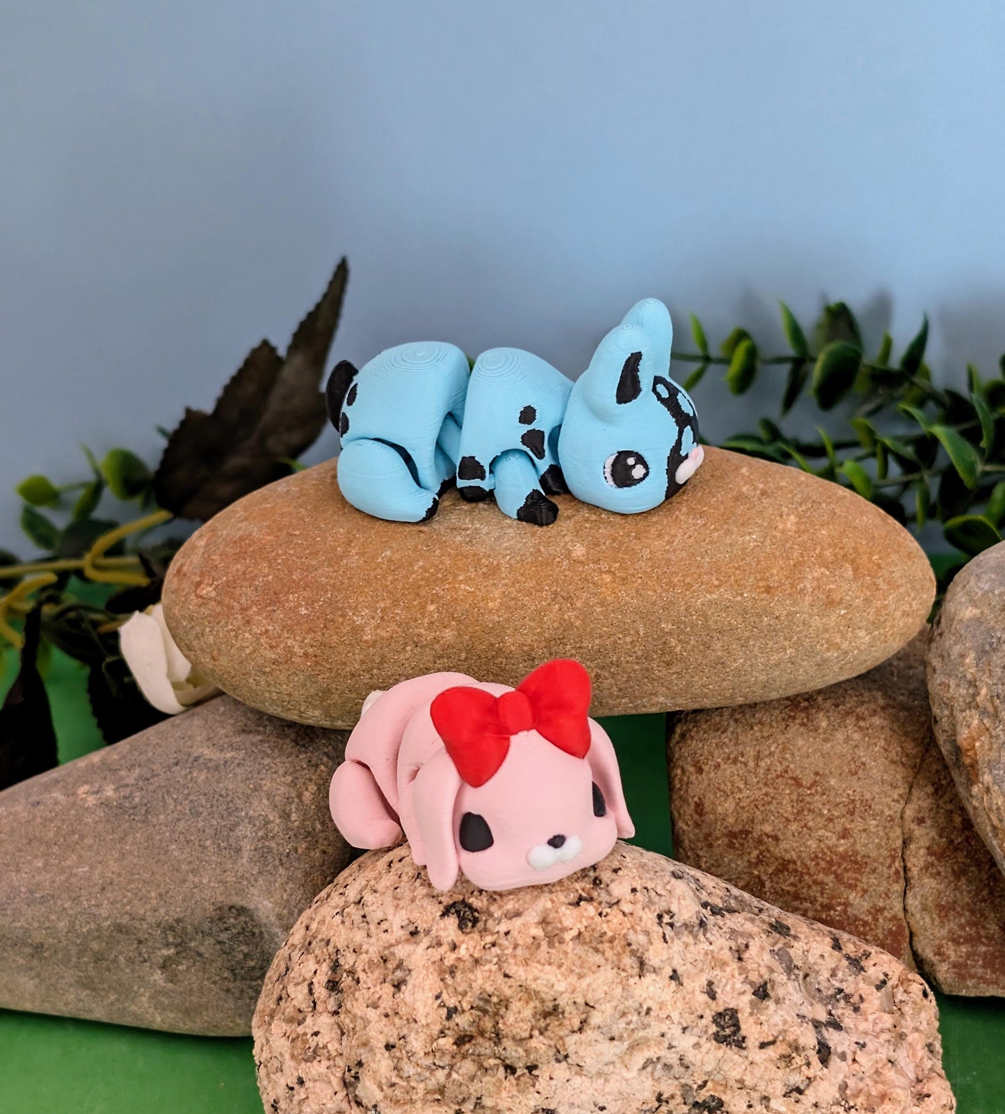 3D Printed Flexy, Fidget, Articulated Bunnies, add on carrot container