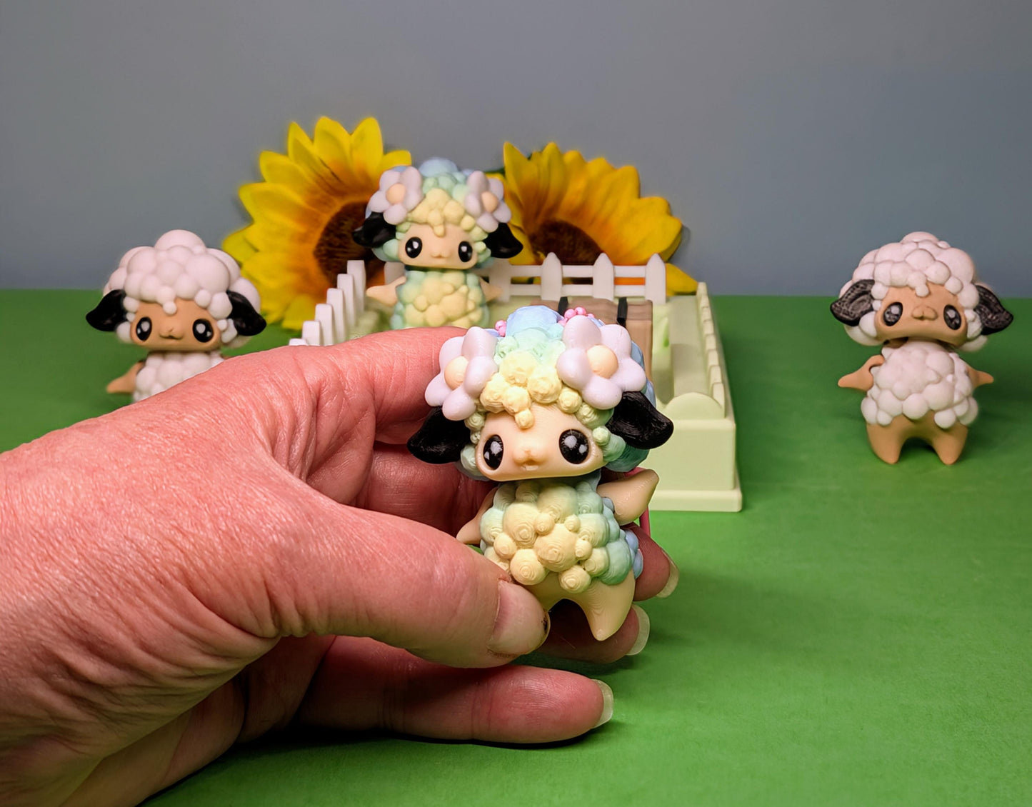 3D Printed Sheep Farm Catchall Tray Set – Includes Keyboard Clicker & 2 Adorable Sheep!