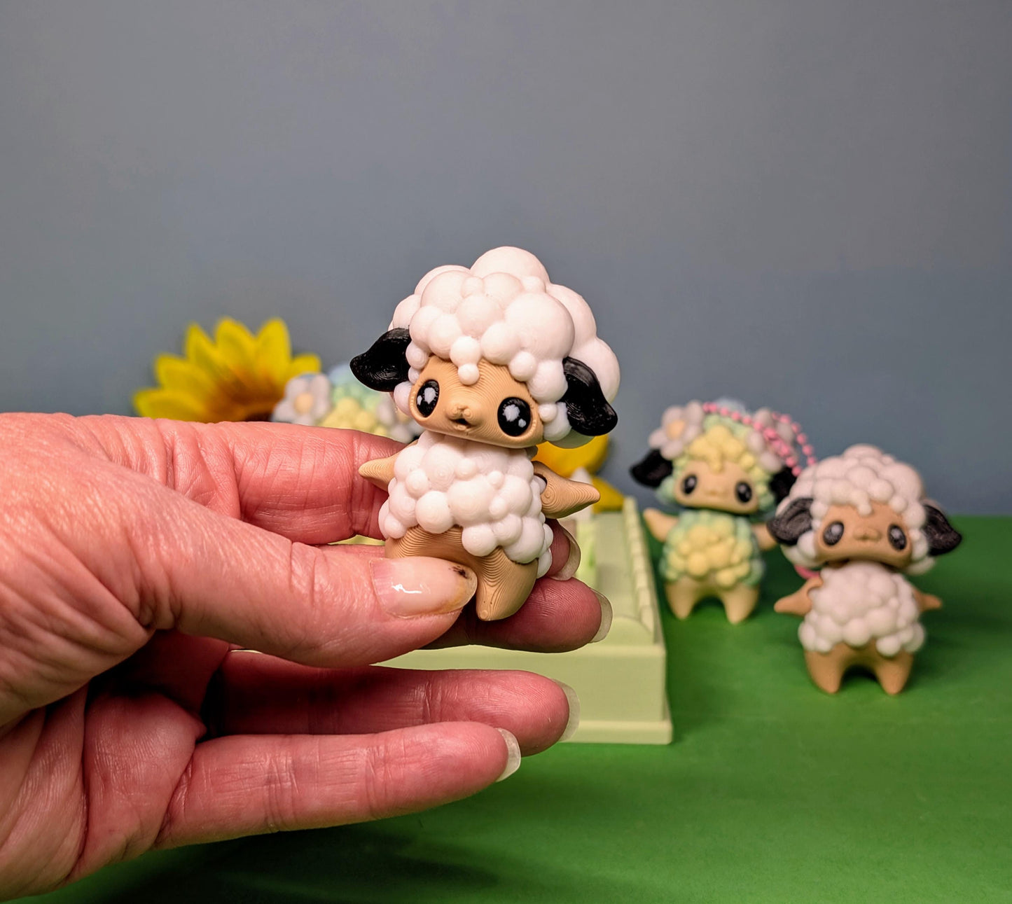 3D Printed Sheep Farm Catchall Tray Set – Includes Keyboard Clicker & 2 Adorable Sheep!