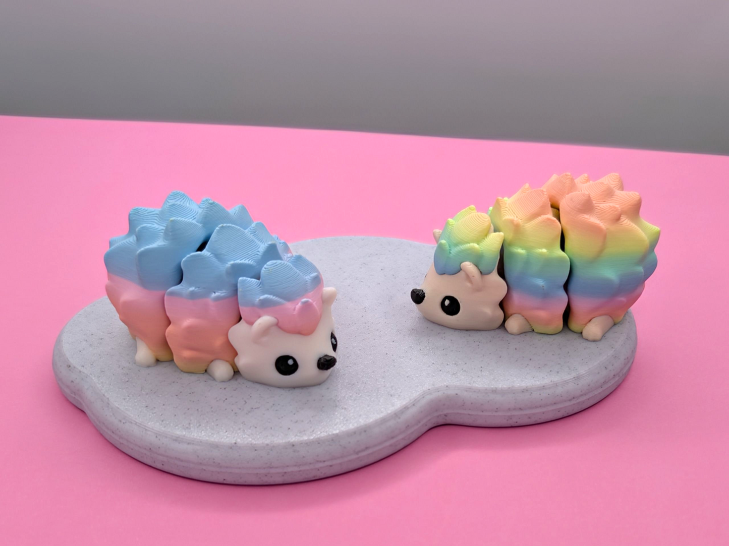 Flexy 3D Printed Rainbow Hedgehog & Optional Basket