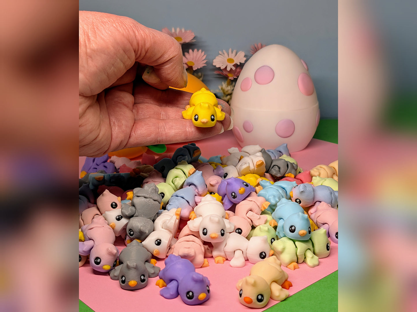 Tiny Baby Chicks (Optional Carrot or Egg) 3D Printed Articulated