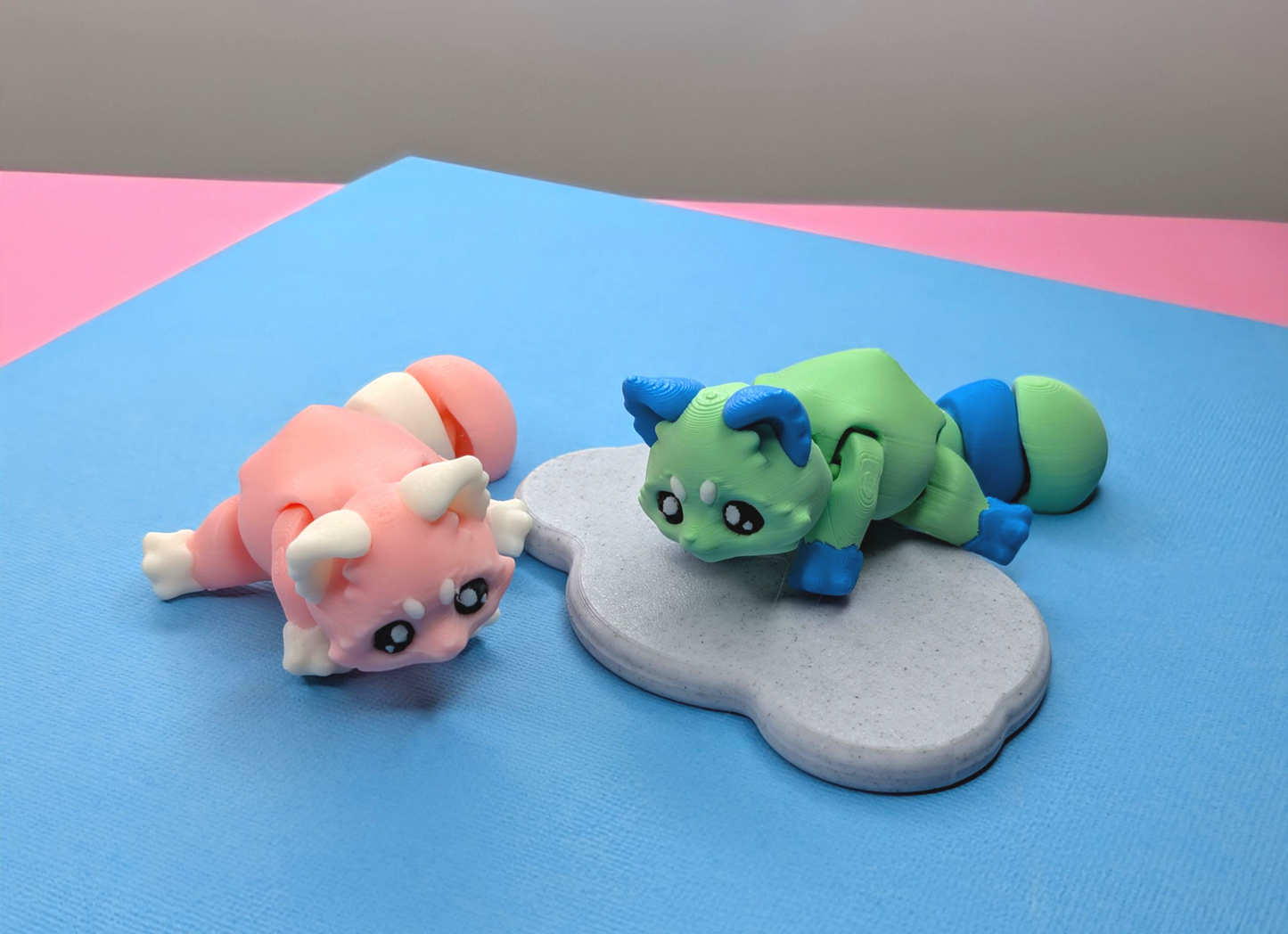 3D Printed Foxes – 11cm Long – Blueberry Mint or Strawberry Cream*