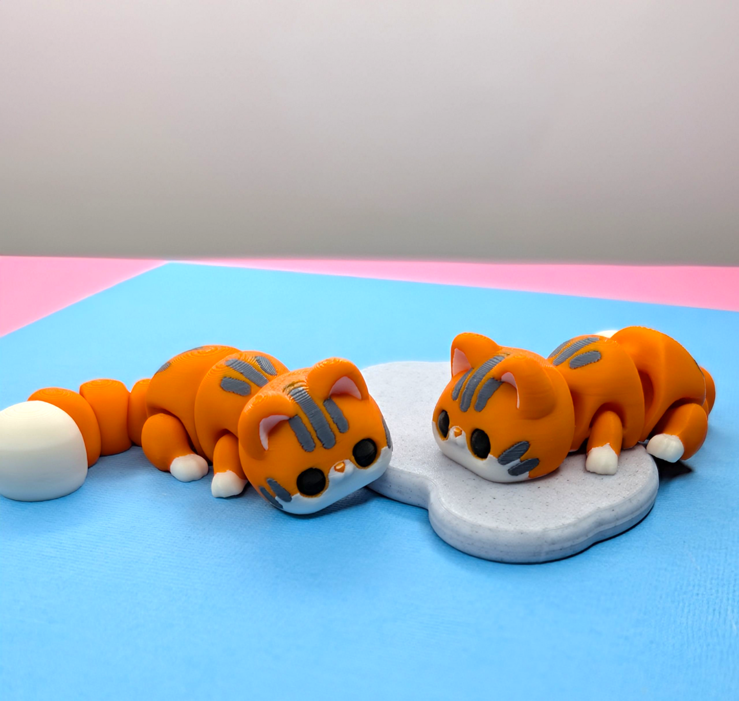 3D Printed Flexy, Fidget, Articulated Orange Cat or Black & White Cat
