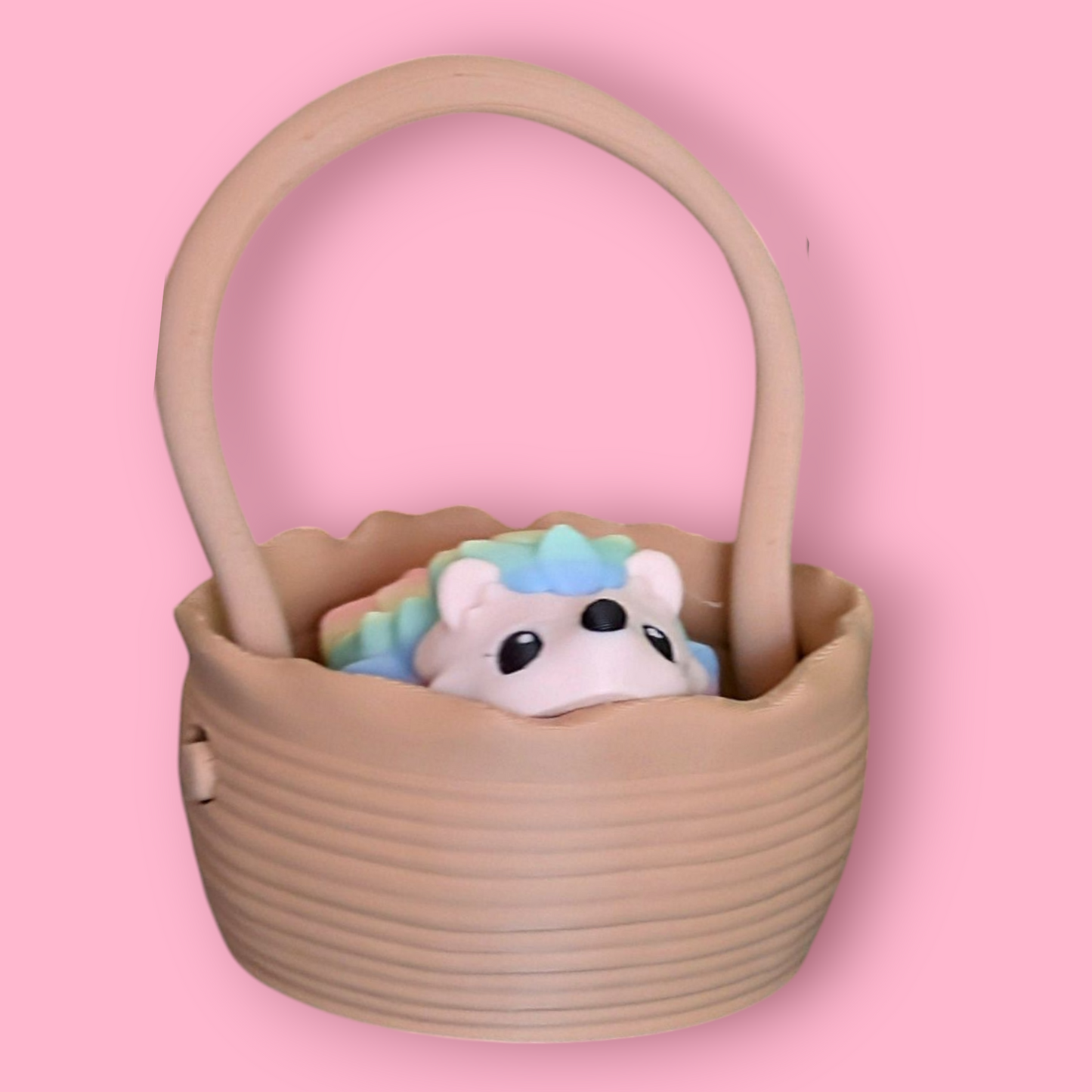 Flexy 3D Printed Rainbow Hedgehog & Optional Basket