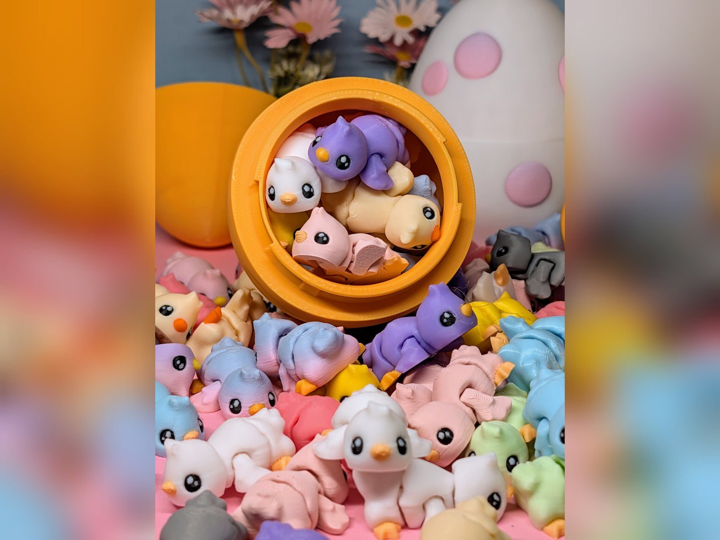 Tiny Baby Chicks (Optional Carrot or Egg) 3D Printed Articulated