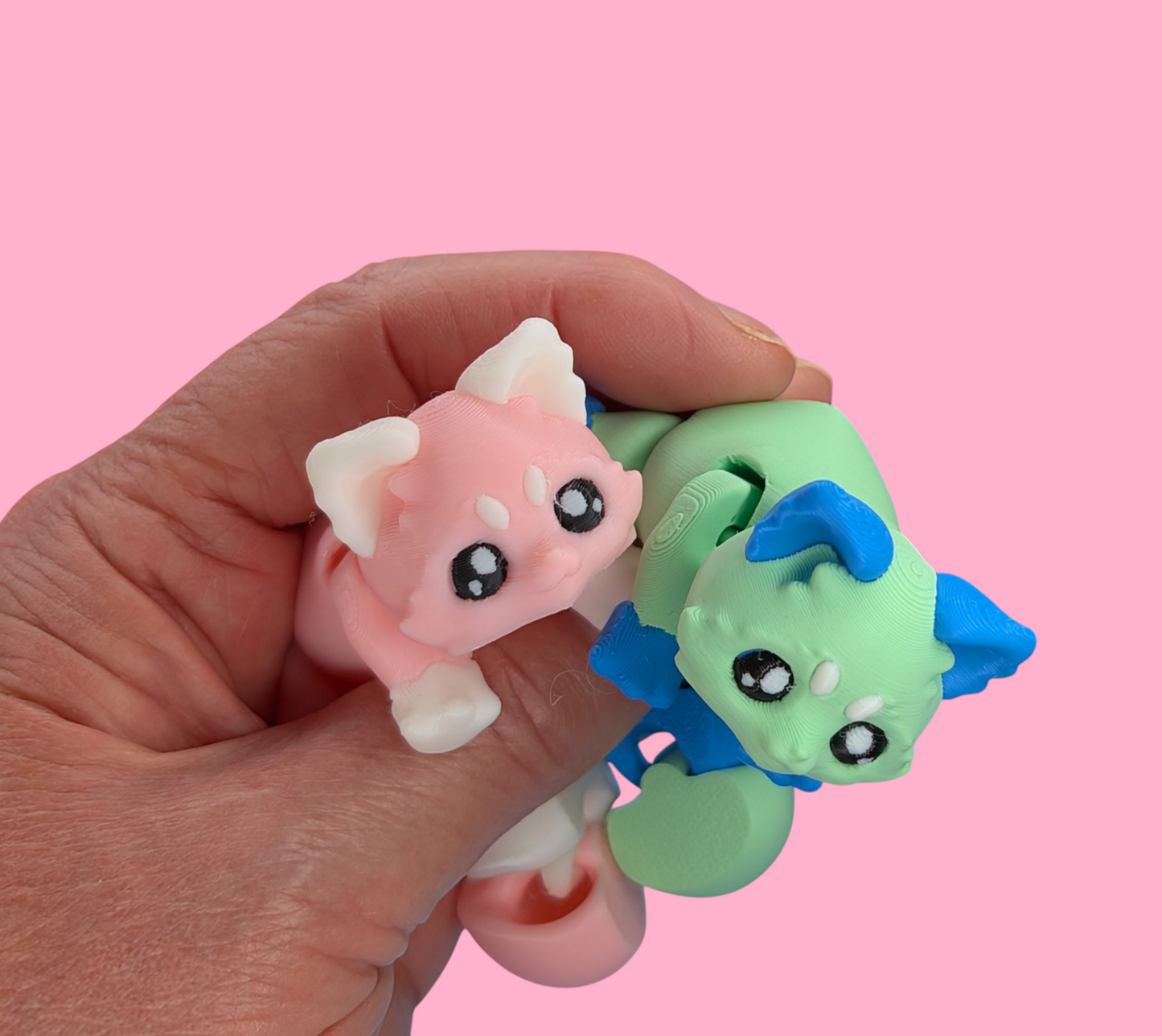 3D Printed Foxes – 11cm Long – Blueberry Mint or Strawberry Cream*