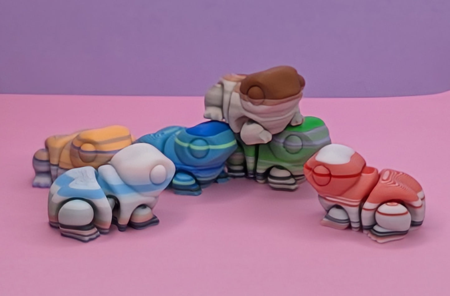 Unique Flushy Fidget Frogs – Made from Purged 3D Printer Filament