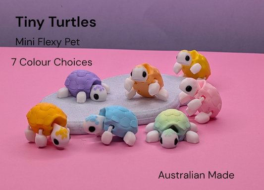 Tiny 3D printed Turtles. 7 colour choices