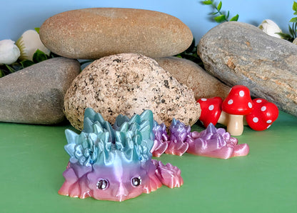 3D Printed Articulated Floral  Rainbow Axolotl  Dragons "Kosha" with Hand painted Eyes*