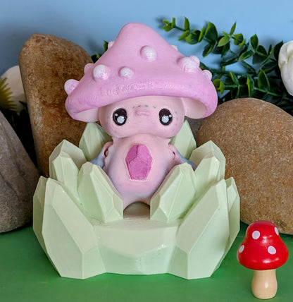 3D Printed Hand Painted Mushroom & Axolotl Pixies One Of A Kind
