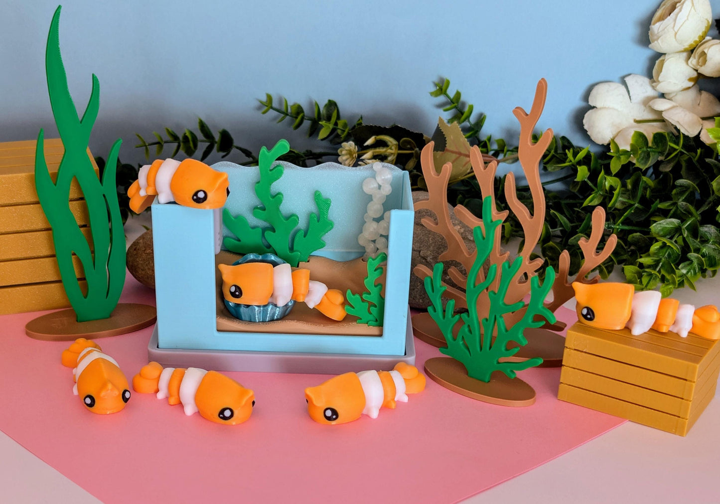 Adopt a Pet Shrimp – 3D Printed Mini Aquarium Set or single Shrimp