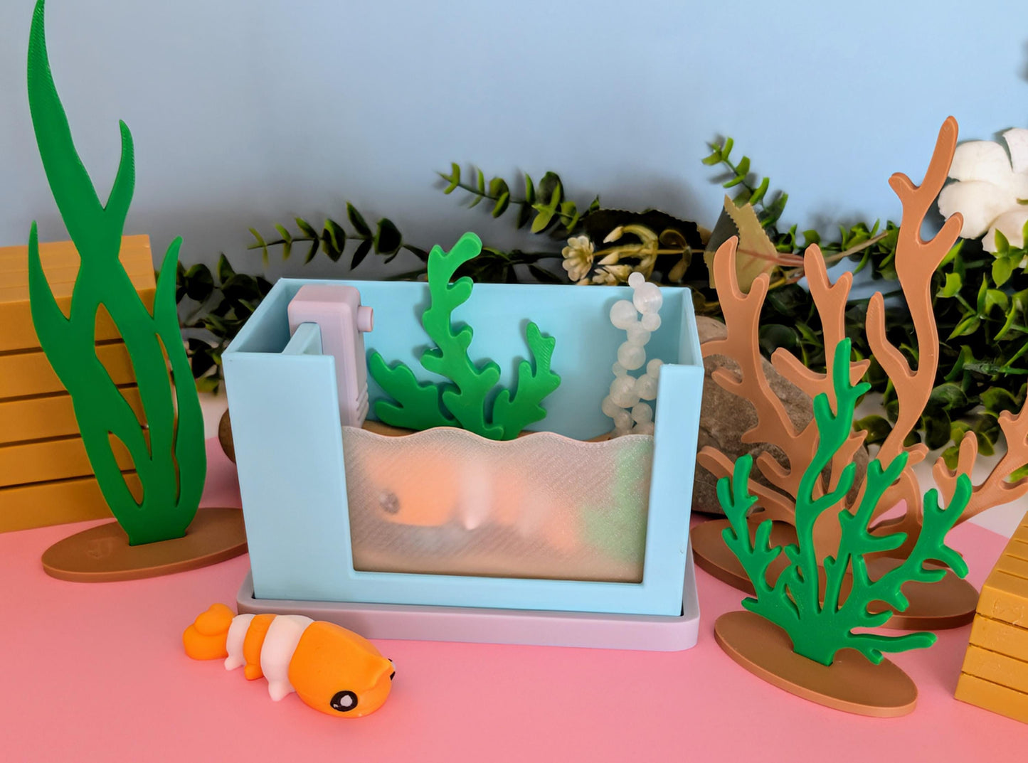 Adopt a Pet Shrimp – 3D Printed Mini Aquarium Set or single Shrimp