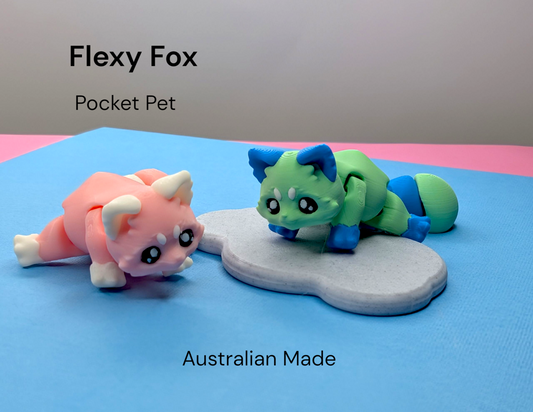 3D Printed Foxes – 11cm Long – Blueberry Mint or Strawberry Cream*