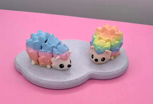 Flexy 3D Printed Rainbow Hedgehog & Optional Basket