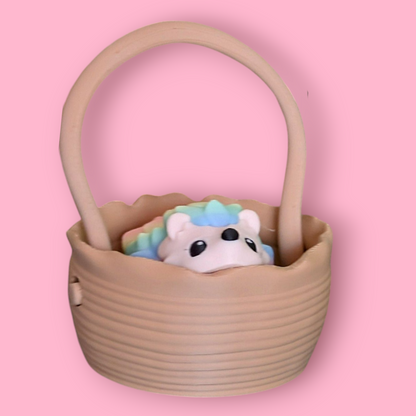 Flexy 3D Printed Rainbow Hedgehog & Optional Basket