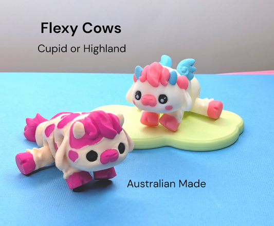 3D Printed Flexy, Fidget, Wiggly Articulated Highland & Cupid Cows